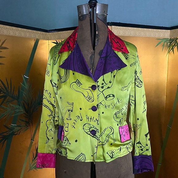 Vintage Peach Berserk Silk Jacket / Skirt Set M - Picture 3 of 10